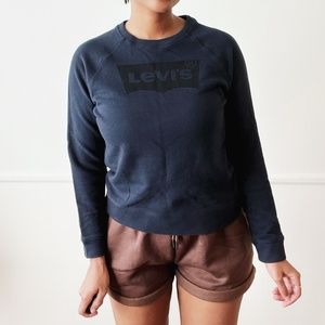 levi's navy blue logo crewneck sweater